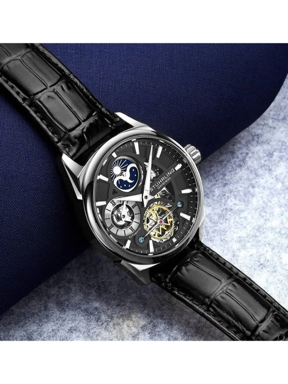 NWT Stuhrling Original Legacy Automatic Black Dial Men's Watch